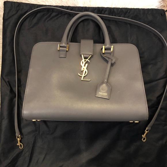 YSL Small Cabas Monogram Fog Gray Smooth Leather - Picture 3 of 8
